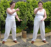 home qigong  exercise- - cloud hands in horse riding stance 